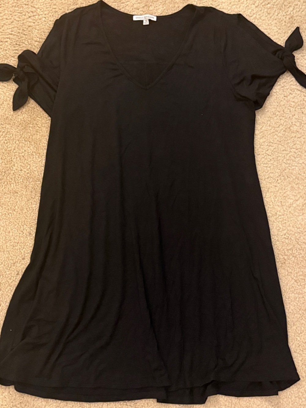 Black V-Neck Tie-Sleeve mini dress